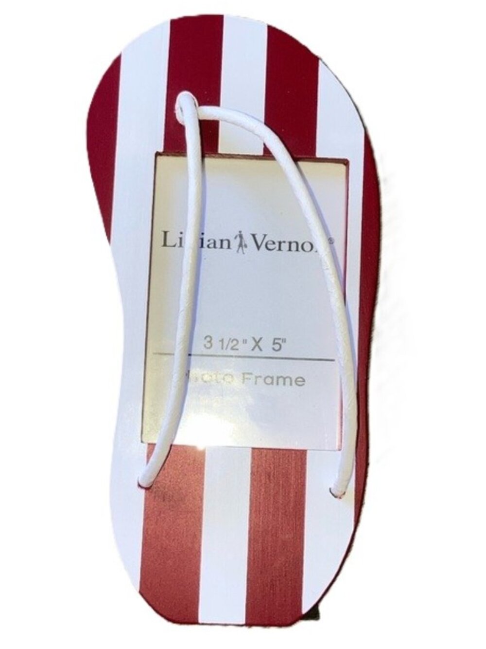 Lillian Vernon Red & White Striped Flip Flop Photo Frame 10 x 5 inches